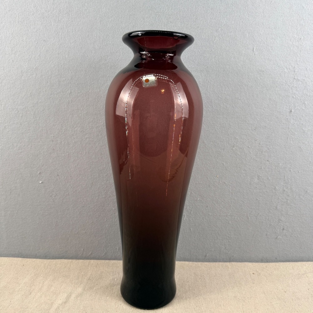 Blenko 8310M Amethyst Purple Vase 16" Don‎ Shepherd Art Glass w/ Foil Label